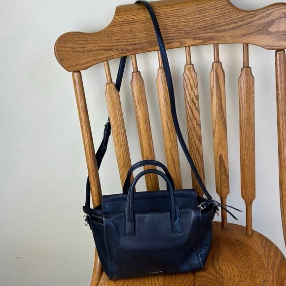 COACH Black Leather Bleecker Mini Riley Carryall Purse Crossbody Light Flaws OS - Picture 2 of 16